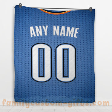 Custom Premium Quilt Blanket Oklahoma City Jersey Basketball Personalized Quilt Gifts for Her & Him